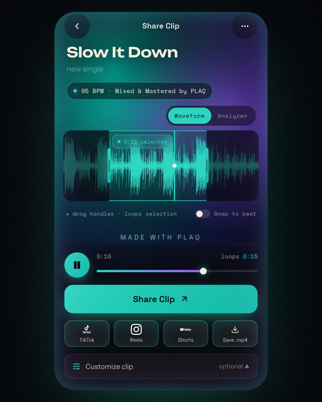 Share Clip, recorded from the PLAQ app