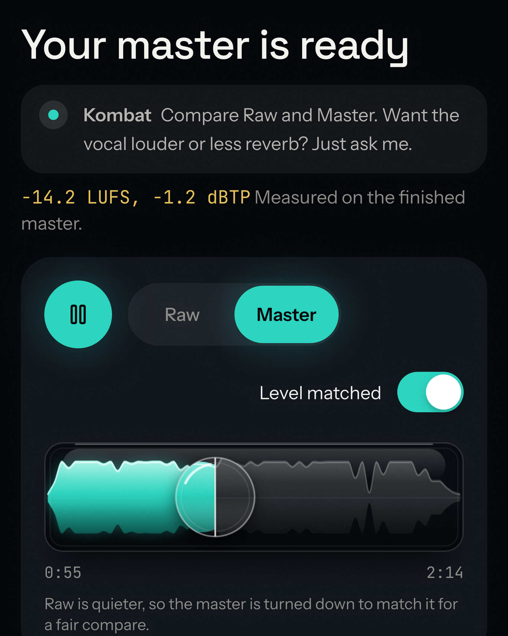Rumi results with measured loudness and true peak